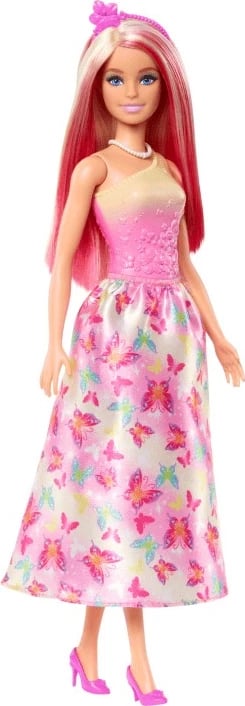 Kukull Barbie Princeshë Mattel HRR07/HRR08, flokë të gjatë rozë-blond, me aksesorë