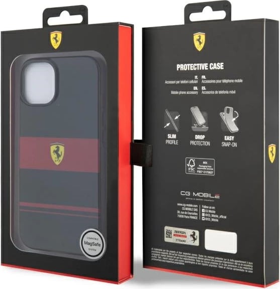Mbështjellës Ferrari Combi MagSafe për iPhone 14 6.1", i zi