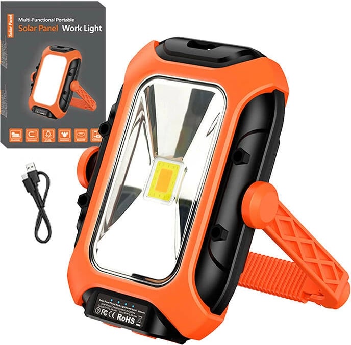 Llambë pune Superfire GM05 me panel diellor, 5200 mAh, 500 lm, portokalli