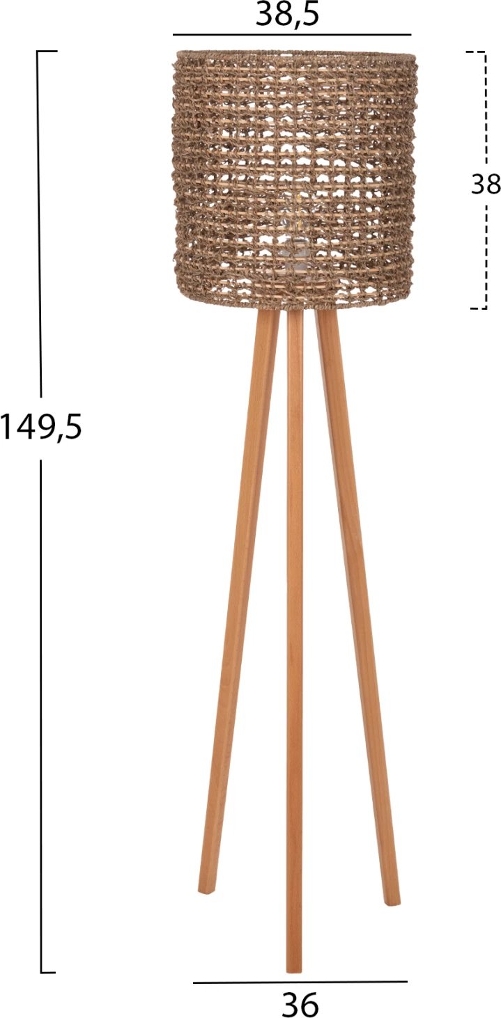 Llambë dyshemeje, FH4352, dru gome, ratan, bar deti, Φ36x149.5H cm