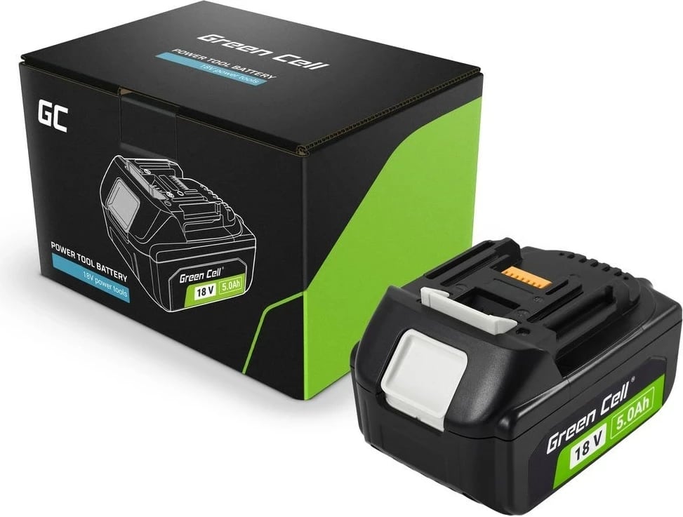 Bateri Green Cell PTMA18V5 për vegla pa kabllo, 5 Ah, 18 V, E zezë