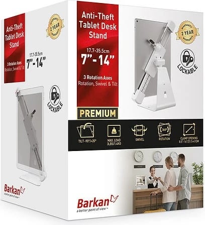 Mbajtës sigurie për tabletë Barkan T71HL, universal, 14", i bardhë