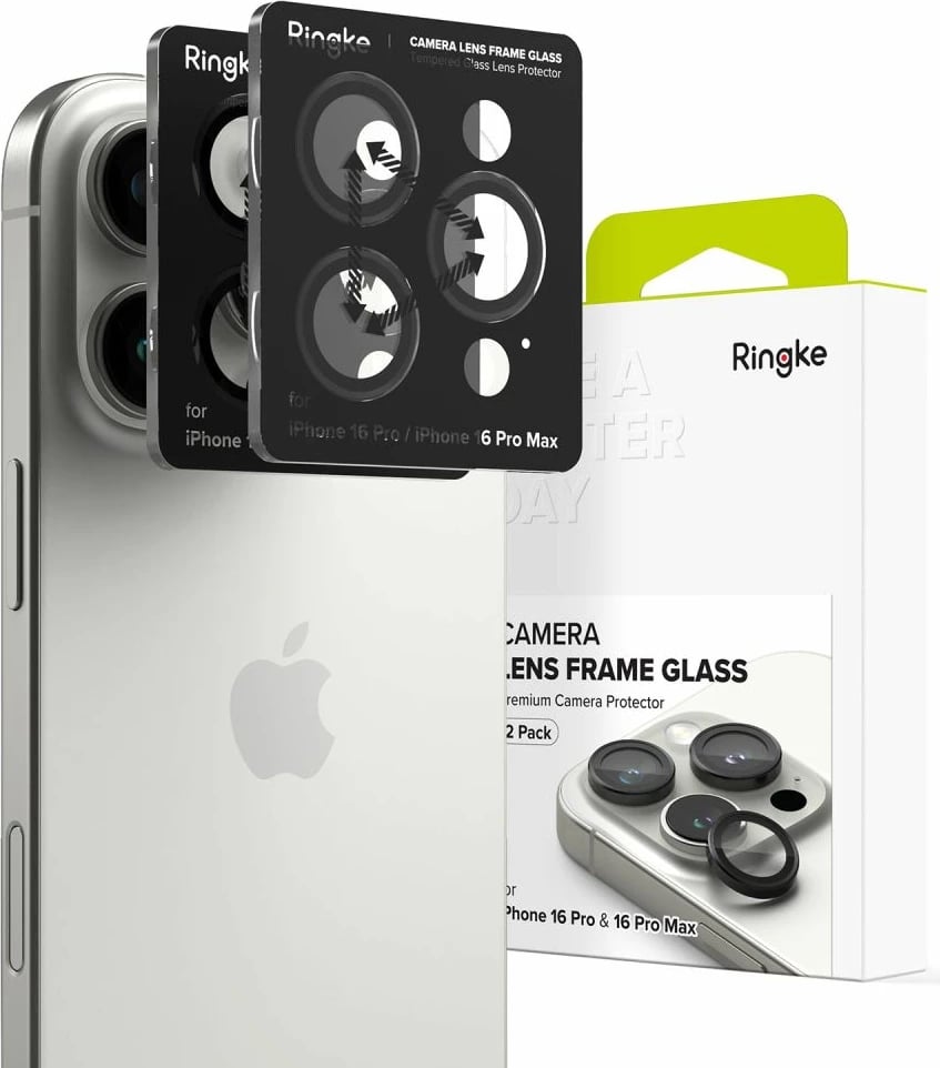 Mbrojtës kornize kamere Ringke për iPhone 16 Pro / 16 Pro Max, 2 copë, Zi