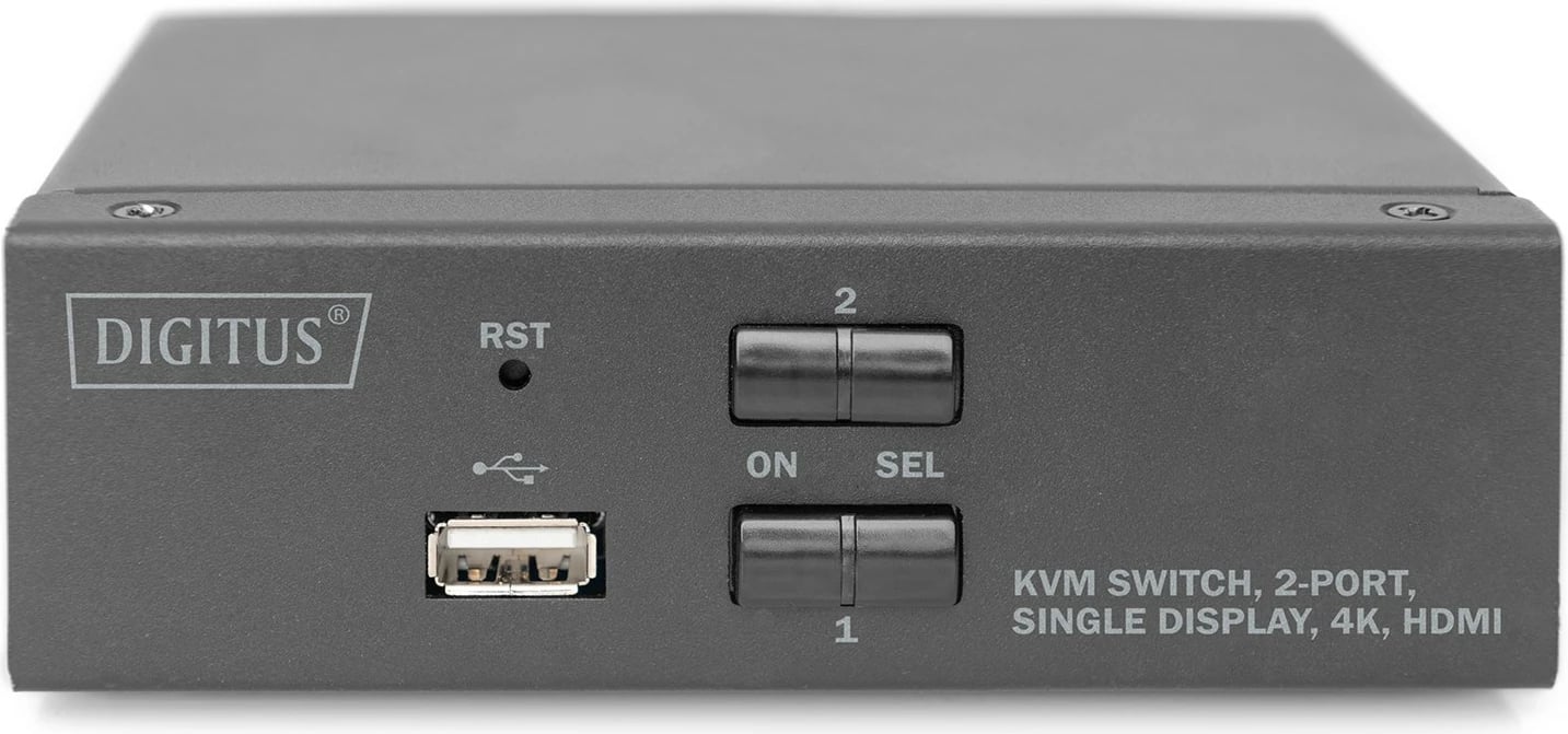 Switch KVM DIGITUS DS-12870, 2 porta, HDMI, 4K, Metalik