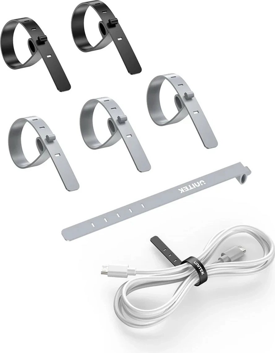 Set rripa silikoni për kabllo Unitek, 5 copë, të zi/gri