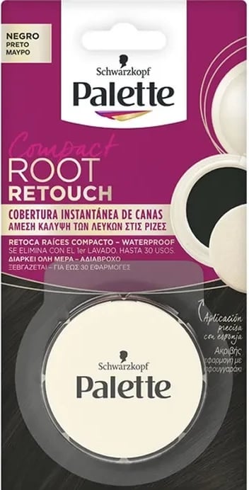 Pudër për rrënjë flokësh Schwarzkopf Palette Compact Root Retouch, unisex, e zezë