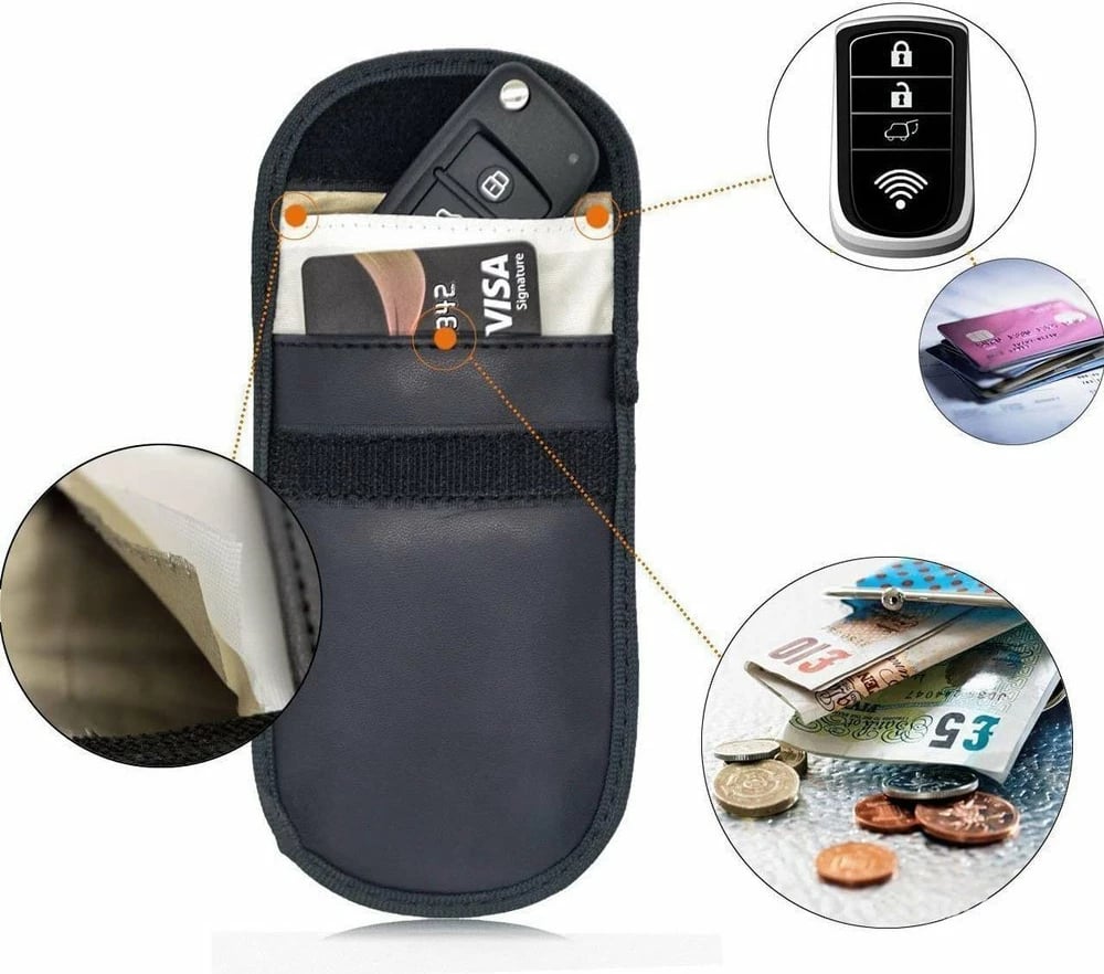 Mbështjellës kundër vjedhjes për çelësa makine Hurtel, Faraday Box, 14x10cm, i zi