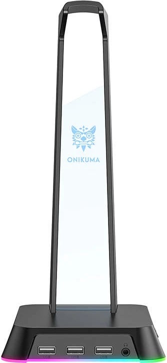 Mbajtës kufjesh ONIKUMA ST-2, me 3x USB 2.0, RGB, i zi