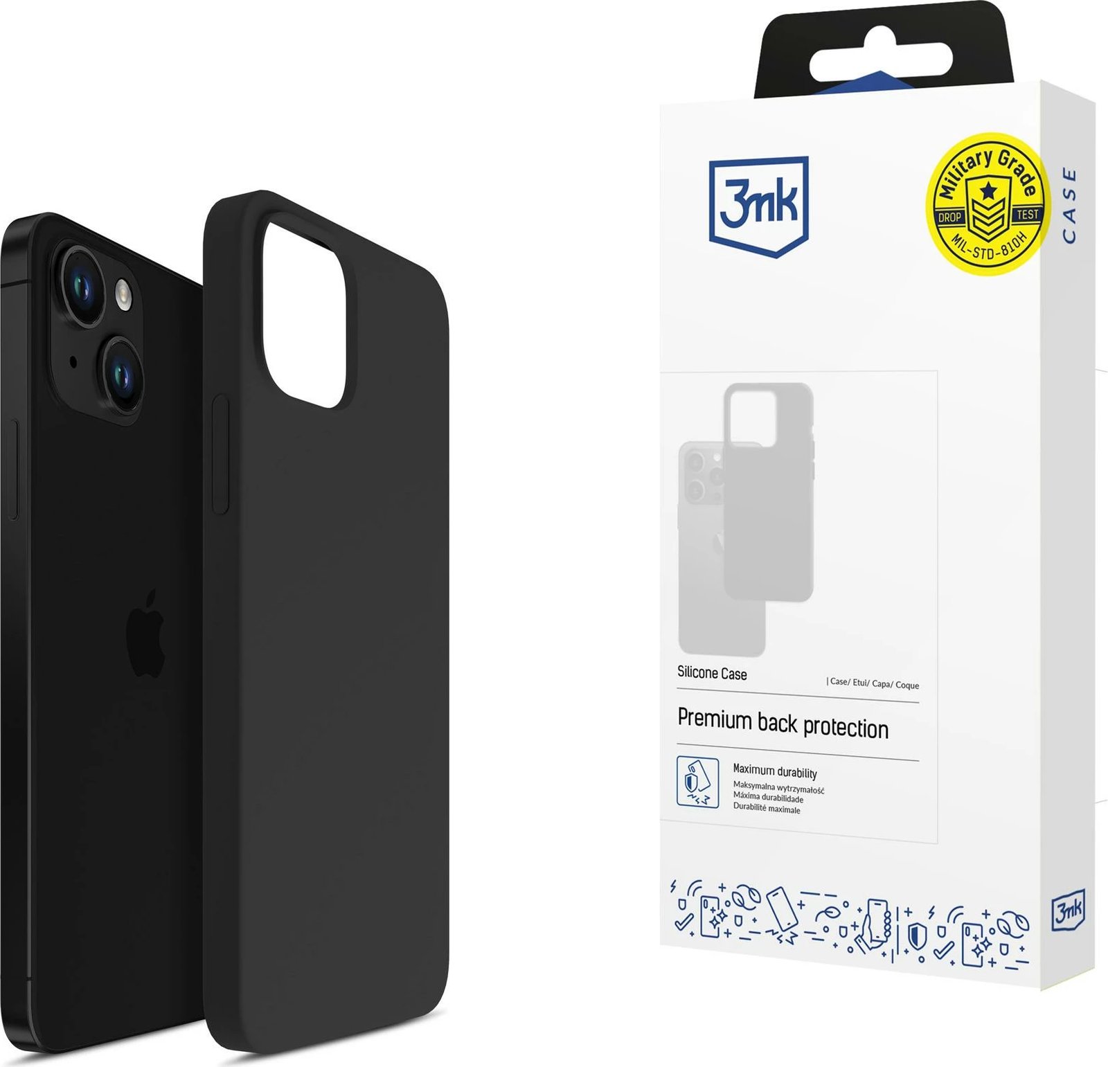 Mbështjellës silikon për celular 3mk Protection për iPhone 15 Plus, zi