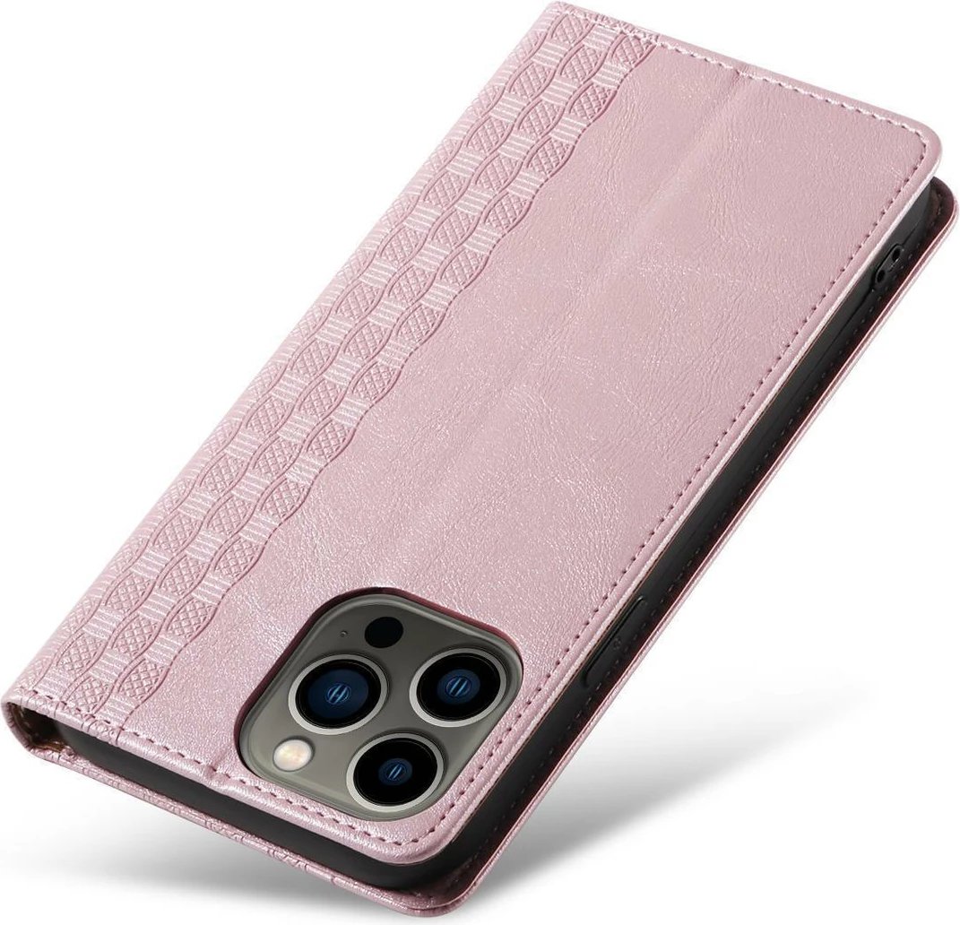 Mbështjellës Hurtel Magnet Strap Case për Samsung Galaxy S23+, me portofol, mbajtëse, rrip dore, Rozë