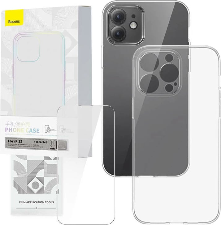 Mbështjellës Baseus Corning me xham të temperuar për iPhone 12, transparent, set