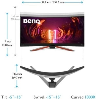Monitor BenQ EX3410R 34", WQHD, VA, 144Hz, 1ms, Curved, Gri