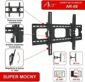Mbajtës muri për TV ART RAMART AR-08, 32-100", metal, i zi
