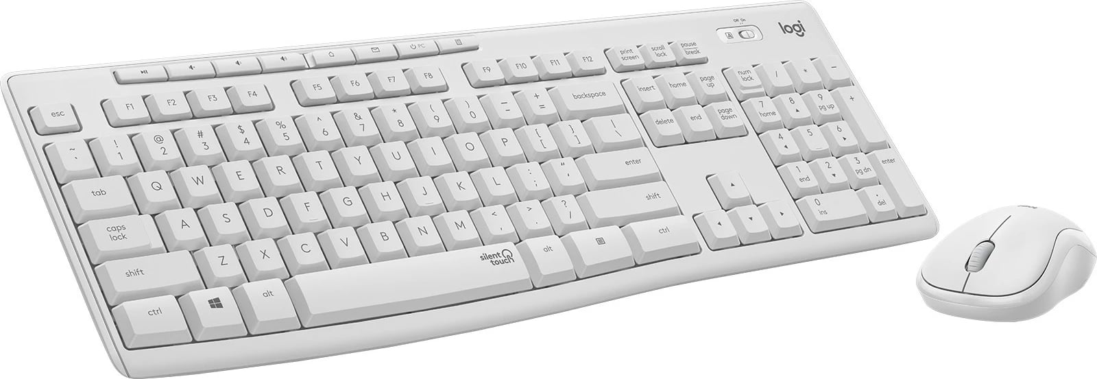 Kombo Logitech MK295 Silent Wireless, Full-size (100%), Pa tela, USB, QWERTZ, Bardhë, Maus i përfshirë