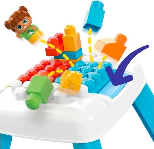 Set lodrash ndërtimi Mega Bloks Build and Drop Block Table, 25 pjesë, shumëngjyrëshe