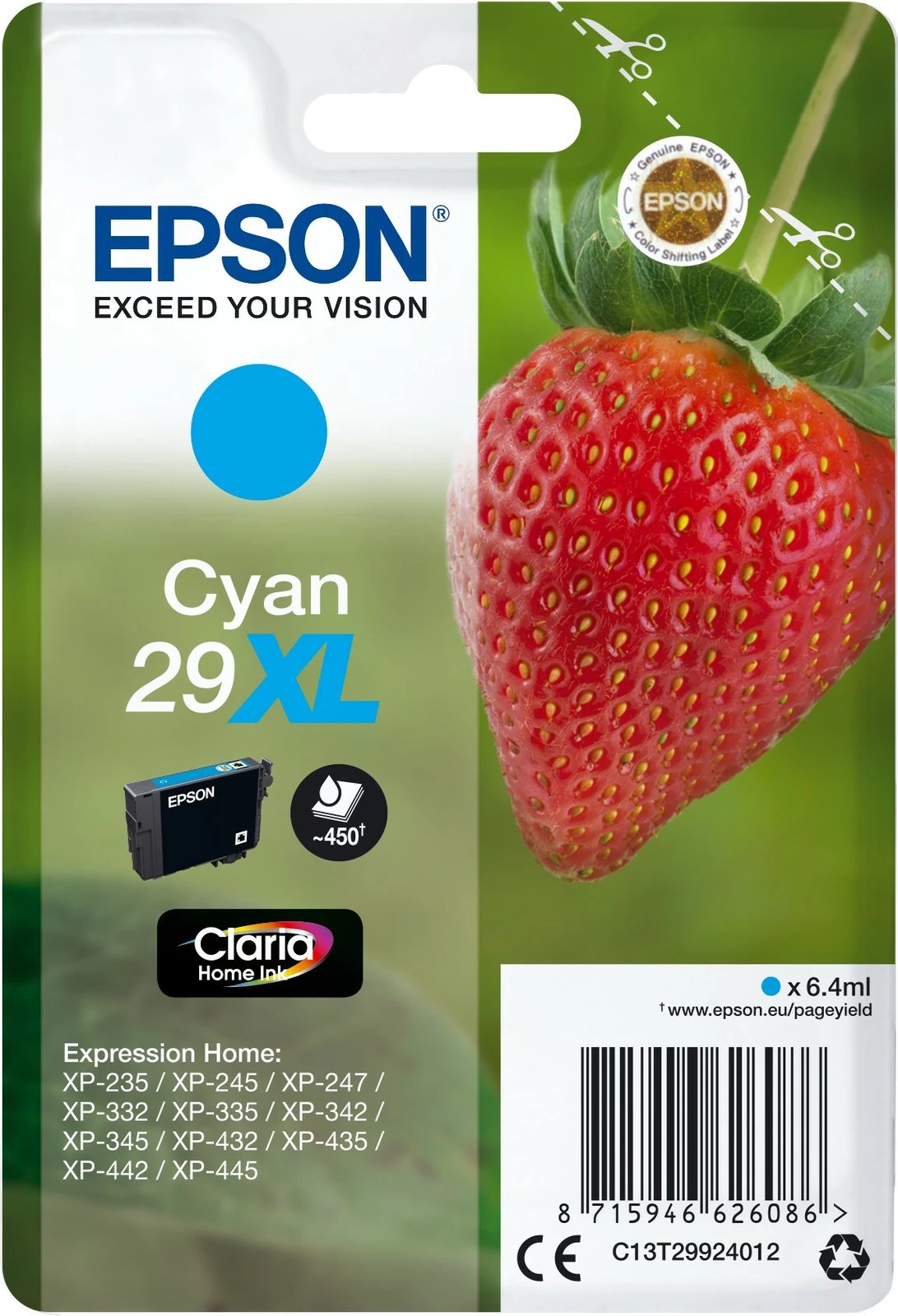Bojë Epson Strawberry Cyan 29XL, 6.4 ml