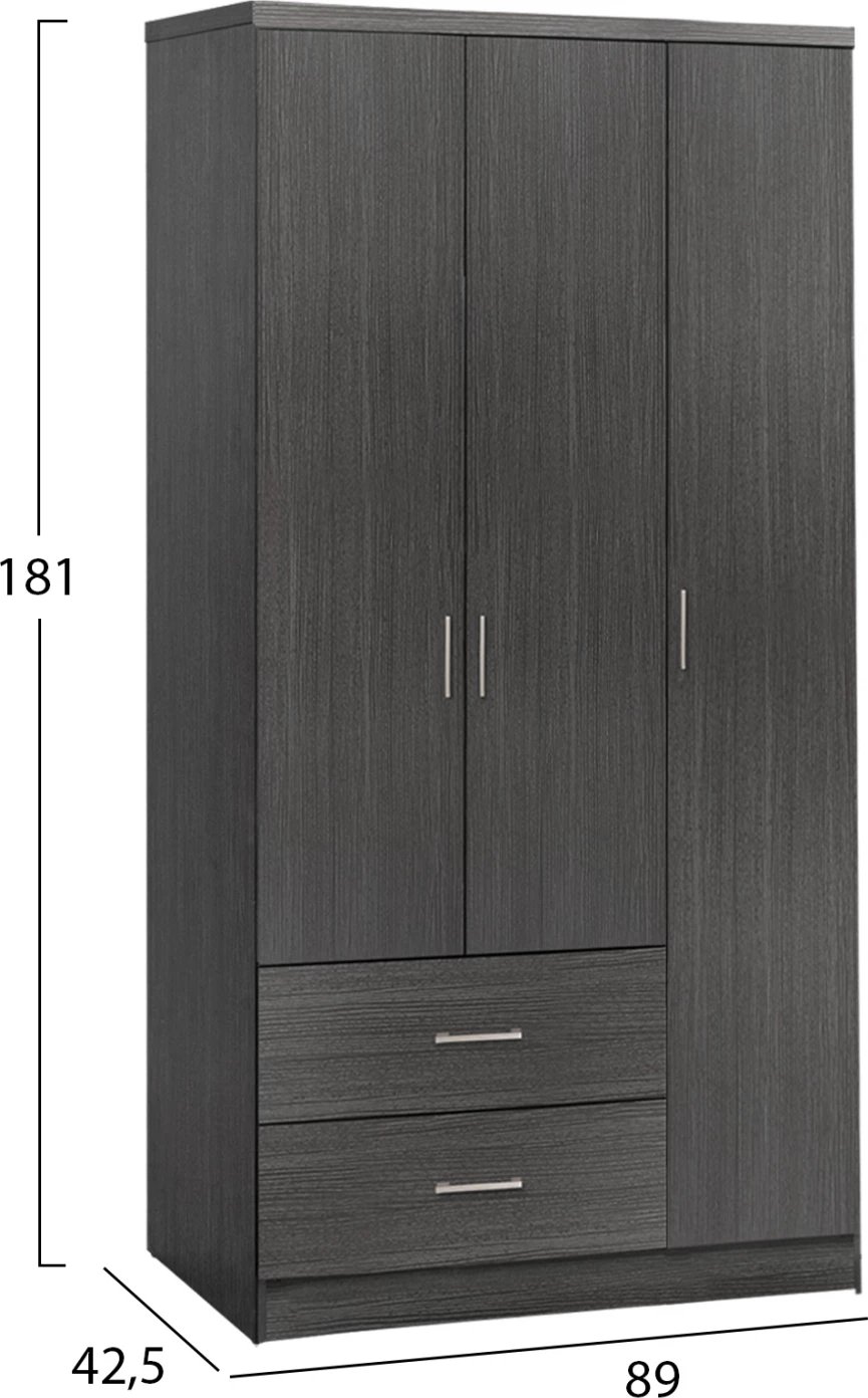 Dollap 3 dyer me 2 sirtarë FH340.01 Zebrano 89x42,5x181