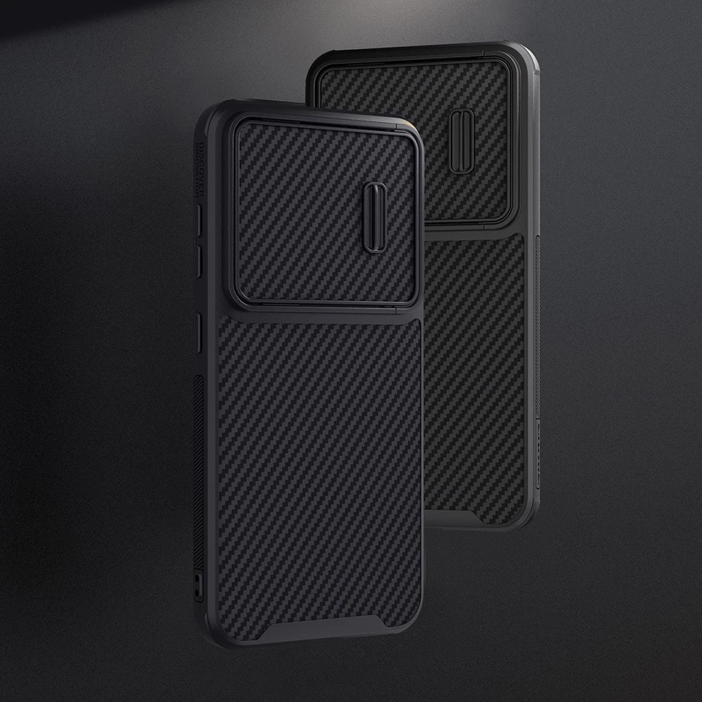Mbështjellës Nillkin Synthetic Fiber S Case për Samsung Galaxy S23, me kapak kamere, i zi