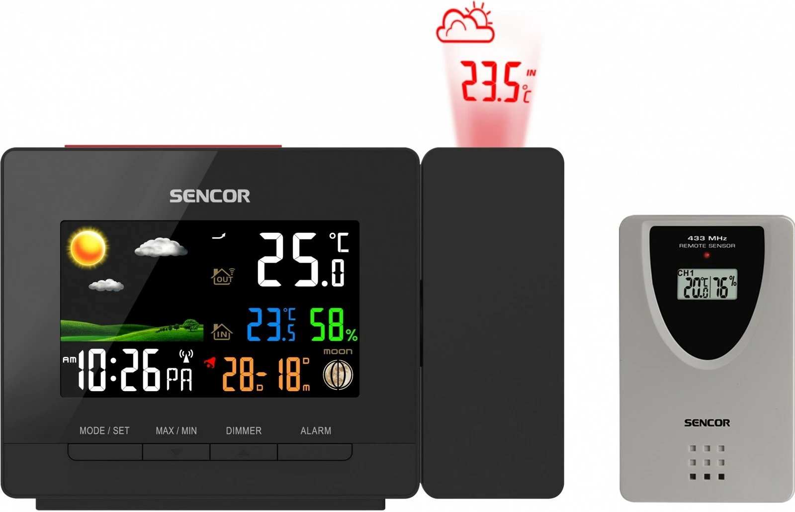 Stacion moti Sencor SWS 5400 me projektor, i zi, shumëngjyrësh