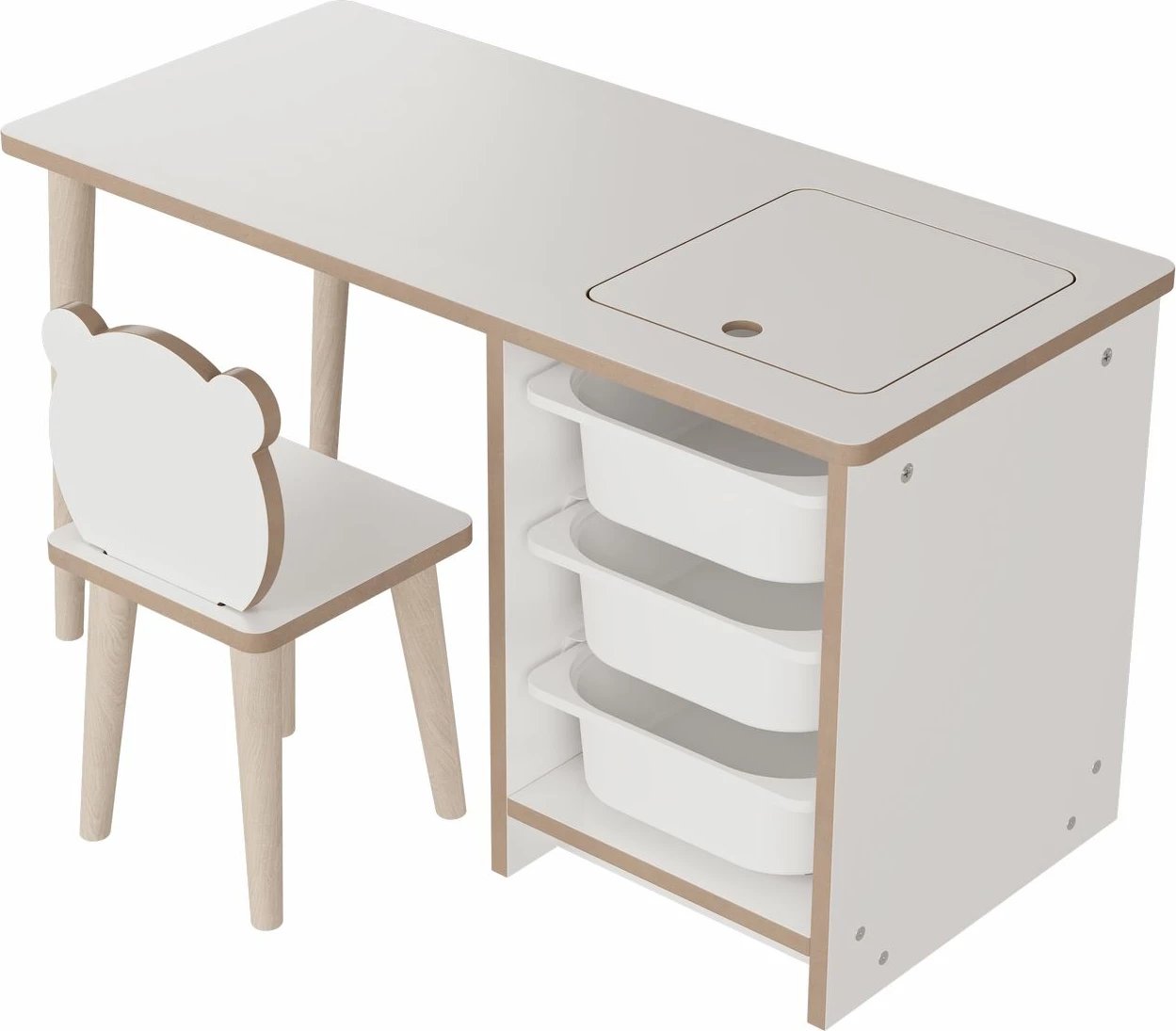 Set tavoline me karrige për fëmijë, Hanah Home, Soho, e bardhë