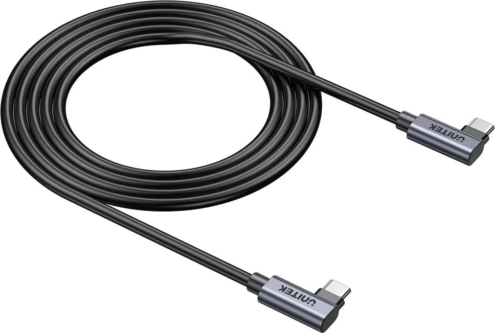 Kabllo USB C në USB C UNITEK C14147ABK01-1M, 1m, 100W, 90°, e zezë