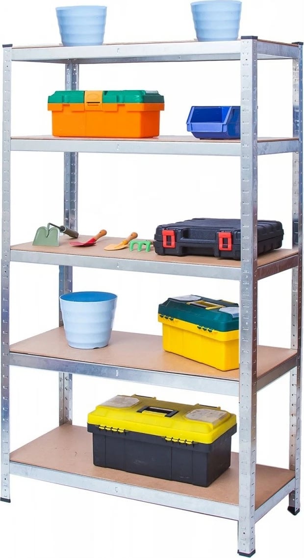 Raft metalik magazinimi GreenBlue GB378, 5 rafte, 180x90x40cm, kafe/argjendtë