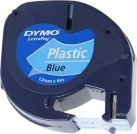 Shirit etiketimi, Dymo, LetraTag 91225 (S0721650), plastik 12mm x 4m, blu