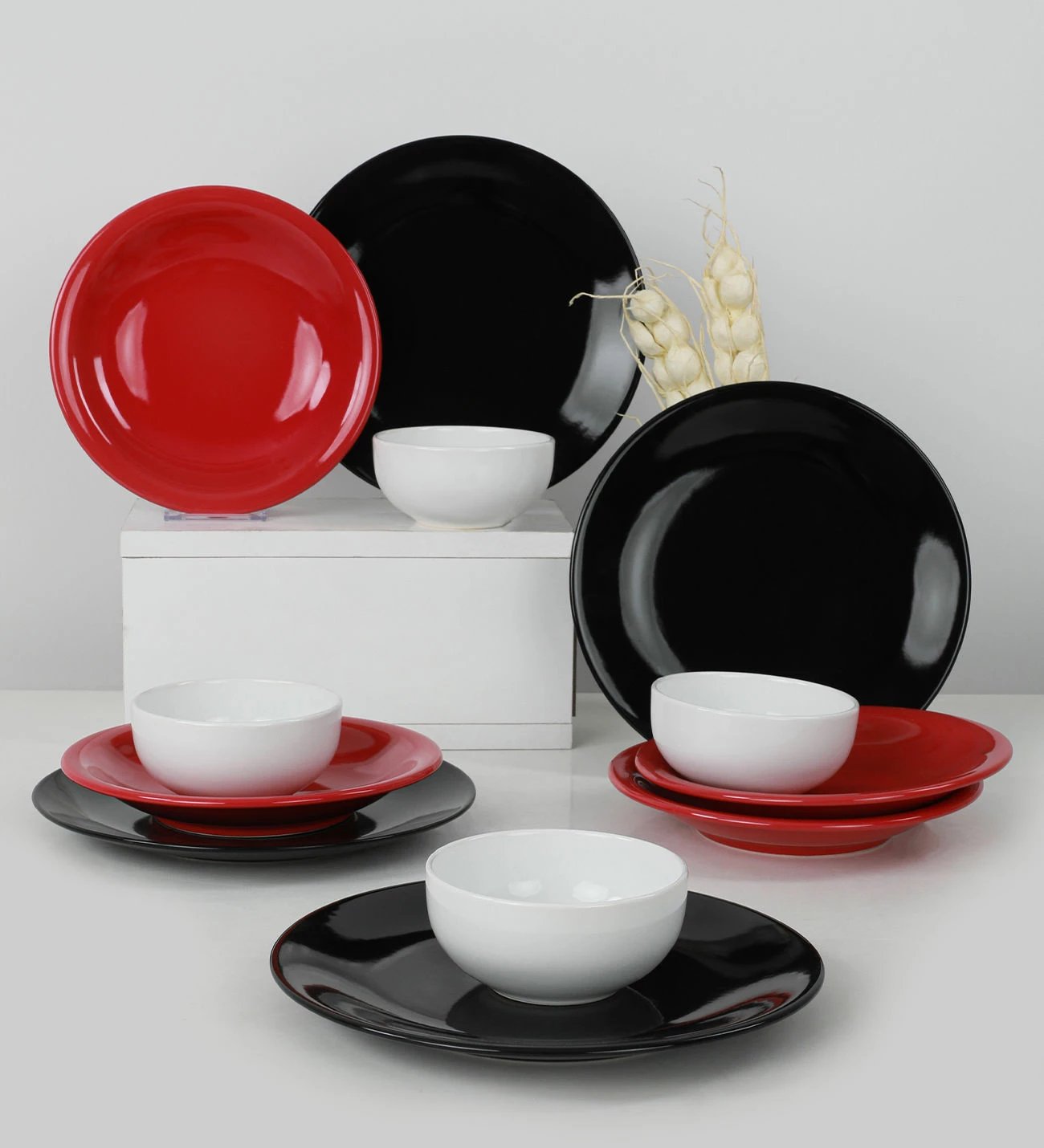 Set enësh për drekë, qeramikë, shumëngjyrësh, 12 copë, Hermia Concept, TY040612FX24A000000MAS1400