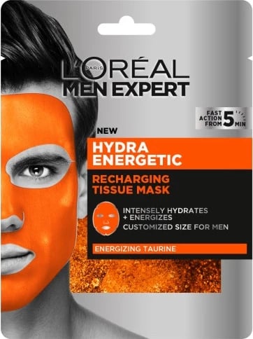Maskë fytyre për meshkuj L'Oreal Paris Men Expert Hydra Energetic, 1 copë