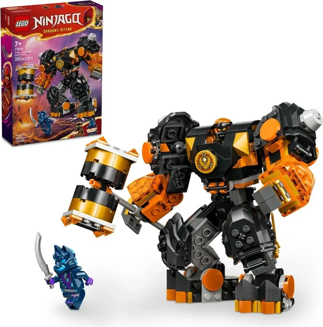 Set LEGO NINJAGO Cole's Elemental Earth Mech 71806, me 2 minifigura