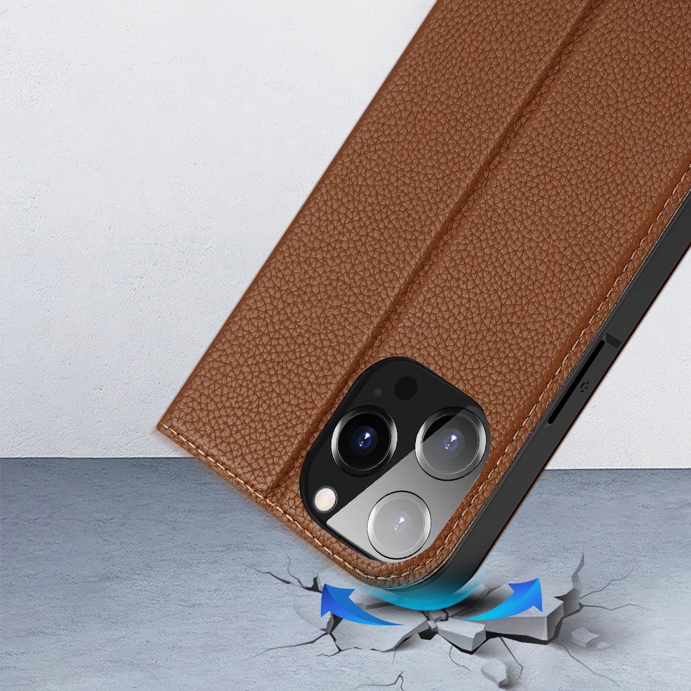 Mbështjellës Dux Ducis Skin X2 për iPhone 14 Pro Max, me kapak magnetik, kafe