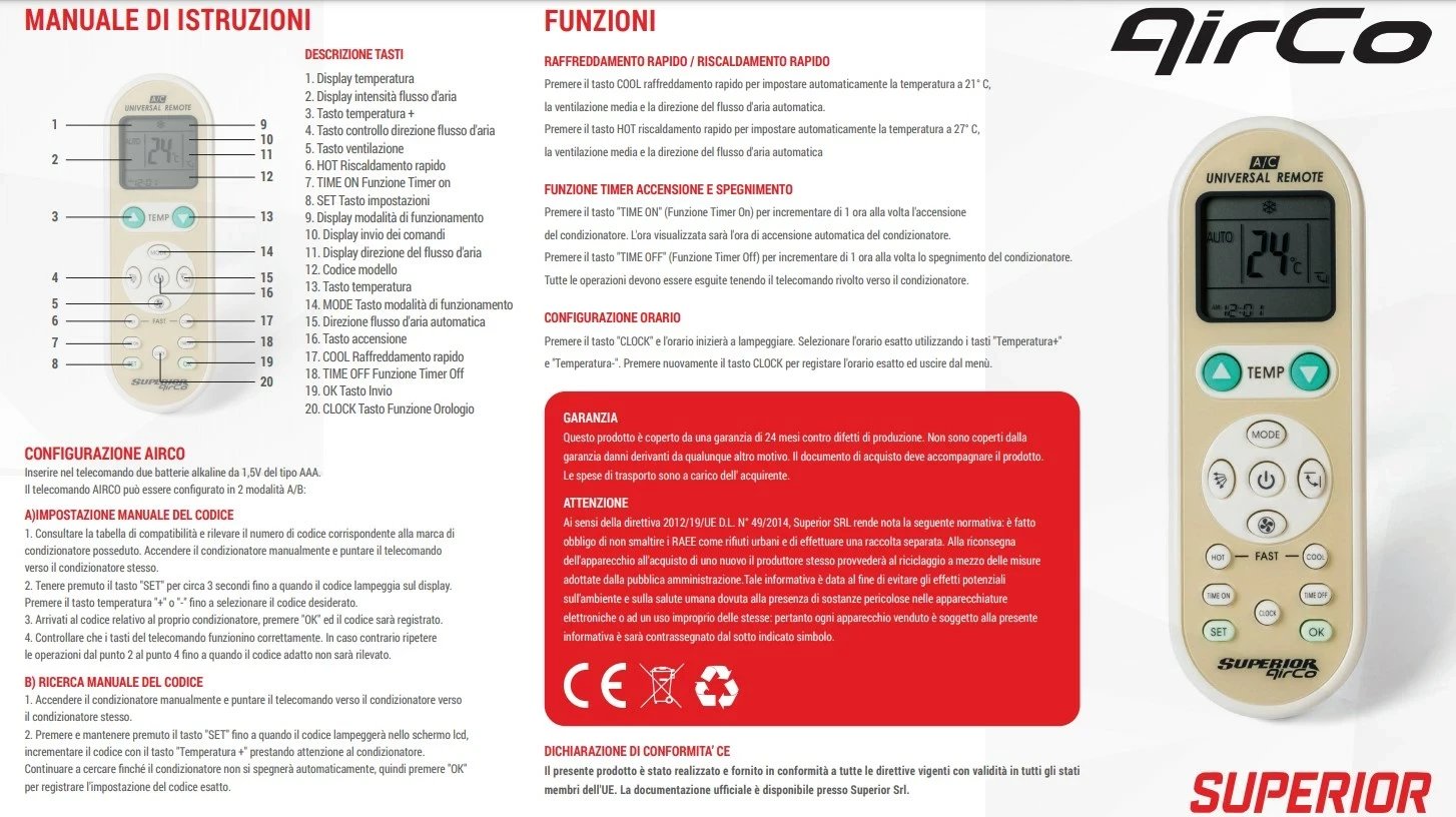 Telekomandë universale Superior Electronics AirCo Simply