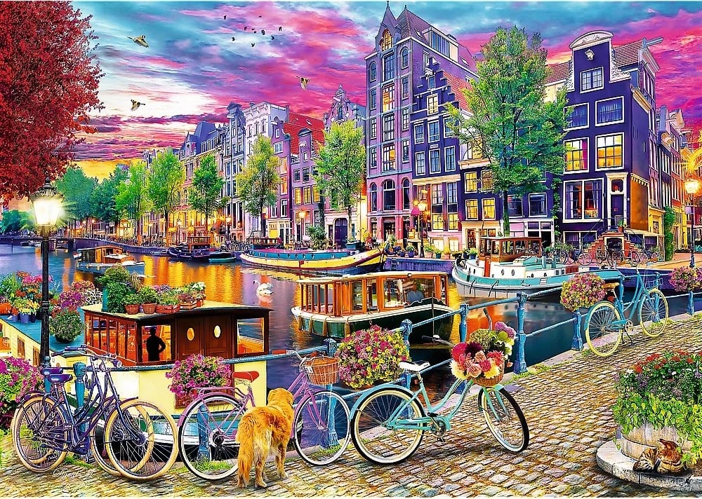 Puzzle Trefl 2x500 elemente, kryeqytetet evropiane, Paris & Amsterdam, 48x34cm, set