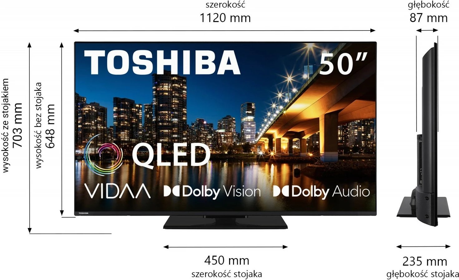 TV QLED Toshiba 50QV3463DG, 50 inç, Ultra HD/4K, Smart, i zi