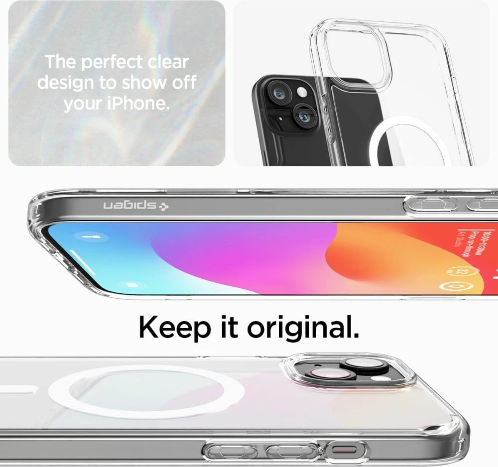 Mbështjellës Spigen Ultra Hybrid Mag për iPhone 15, MagSafe, Transparent/Bardhë