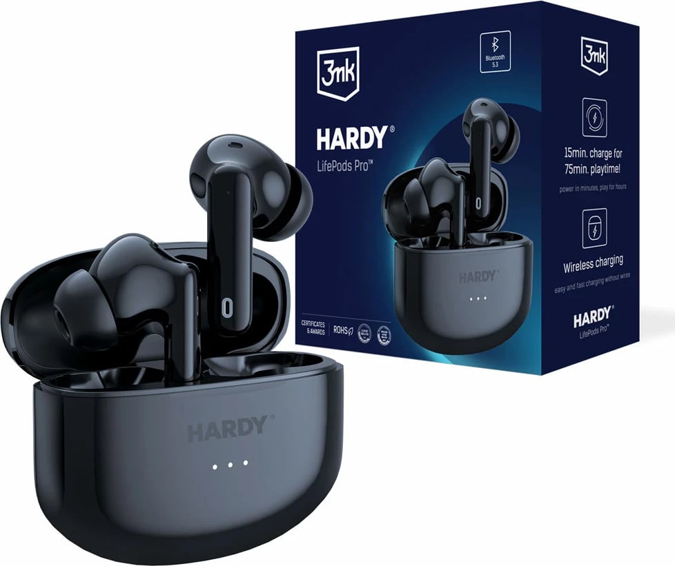 Kufje wireless 3mk HARDY LifePods Pro me ANC, e zezë