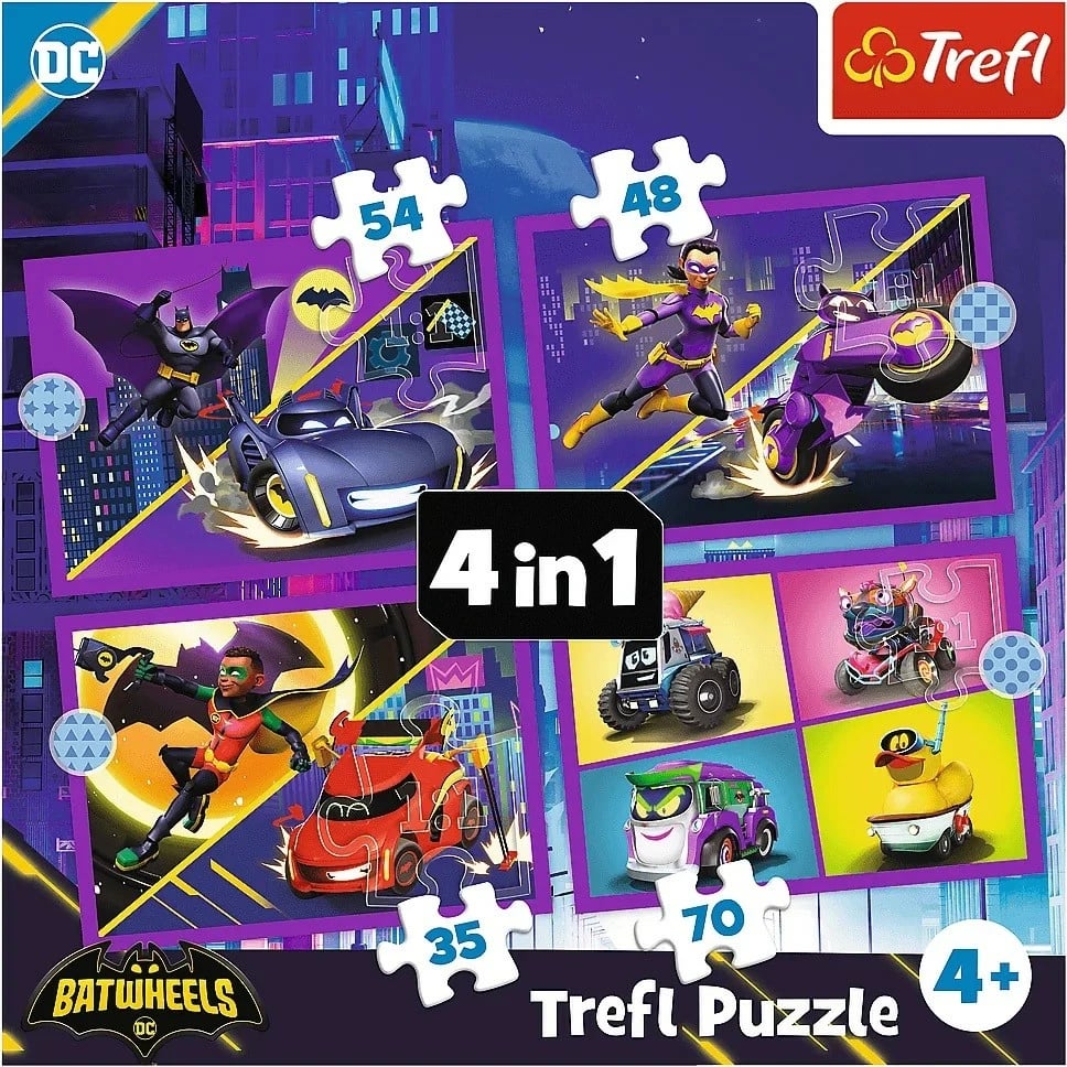 Puzzle Batwheels Trefl 4n1, 207 pjesë, për fëmijë