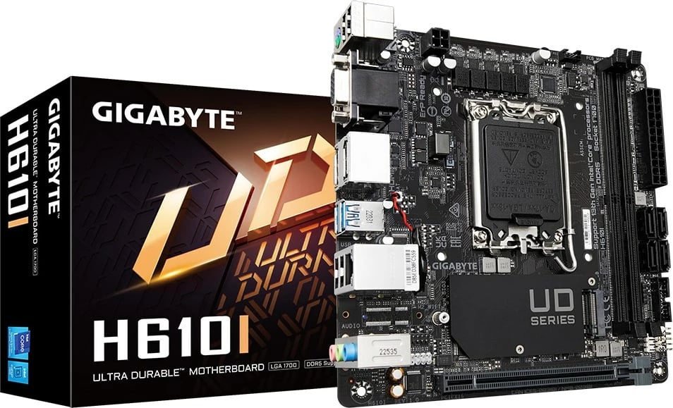 Pllakë amë Gigabyte H610I, Socket 1700, DDR5, ATX, e zezë