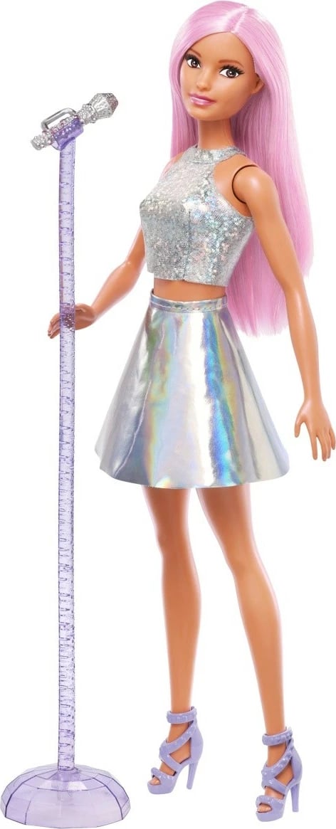 Kukull Barbie Mattel JCW42 Pop Star me mikrofon, për vajza, Rozë