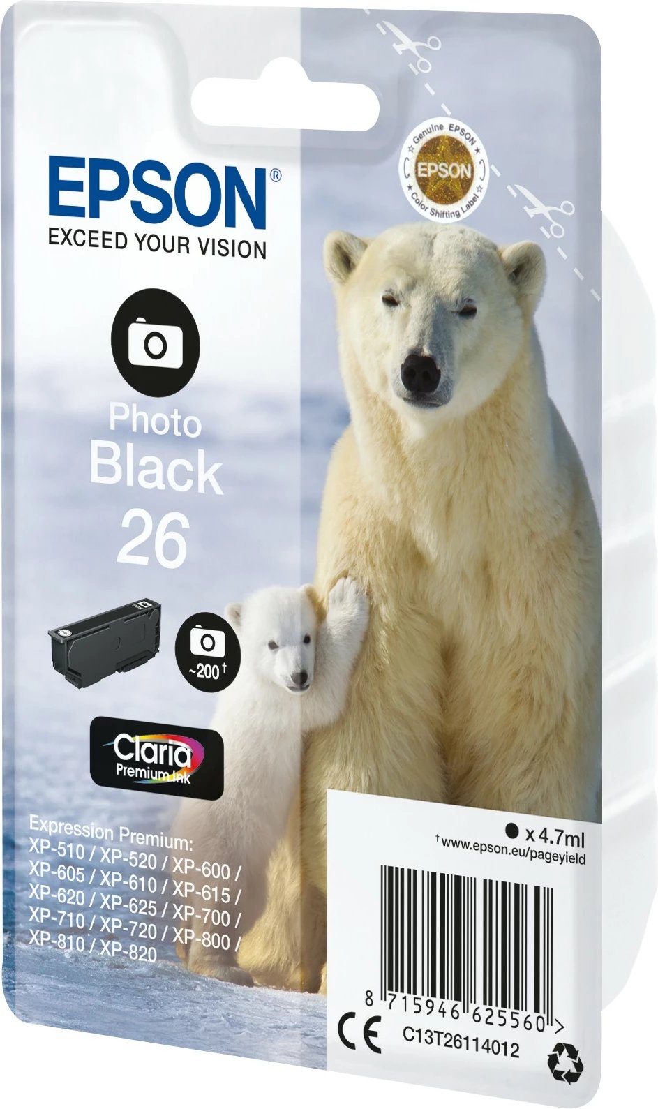 Toner Epson Polar bear Singlepack Photo Black 26, 4.7 ml