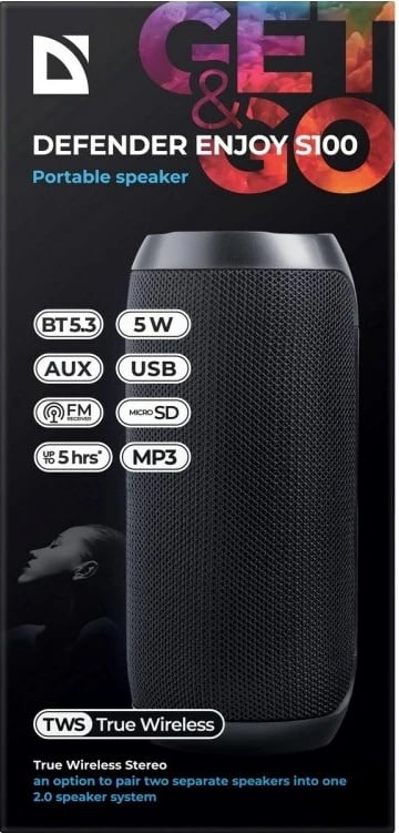 Altoparlant portativ Defender S100, Bluetooth 5.3, 5W, i zi
