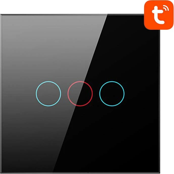 Switch i mençur Avatto LZTS02-EU-B3, 3 kanale, ZigBee, pa tel neutral, i zi