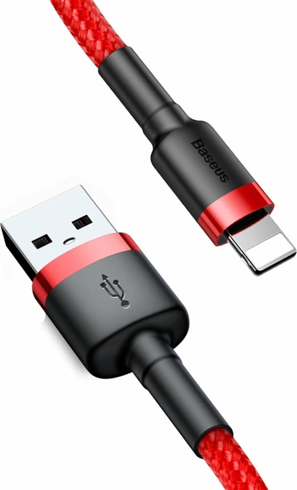Kabllo Baseus Cafule CALKLF-A09, USB-A në Lightning, 0.5m, 2.4A, e kuqe