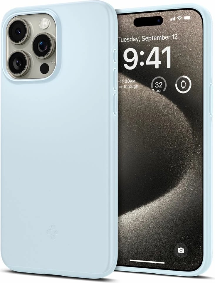 Mbështjellës Spigen Thin Fit për iPhone 15 Pro Max, kaltër e çelët