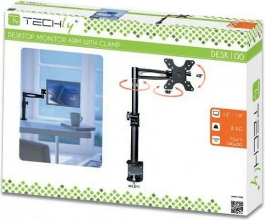 Mbajtës tavoline Techly 301184 për monitor 13-19 inç, 8kg, i zi