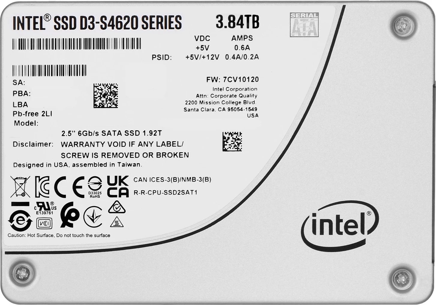 SSD Solidigm (Intel) S4620 3.84TB SATA 2.5"