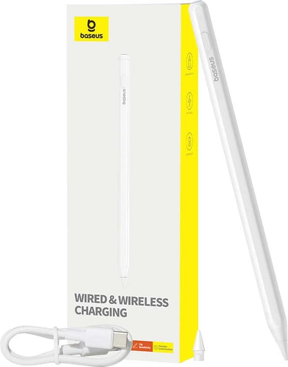 Stylus aktiv Baseus Smooth Writing Series, P80015804213-00, karikim me kabllo dhe wireless, i bardhë