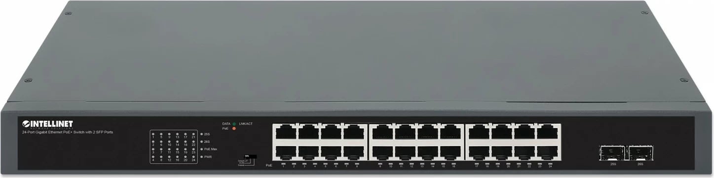 Switch Intellinet 561907, 24x RJ45 Gigabit PoE+ 370W, 2x SFP, i zi