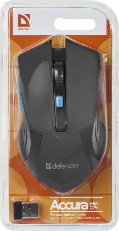 Maus wireless Defender ACCURA MM-275, 1600 DPI, 5 butona, USB, zi/blu