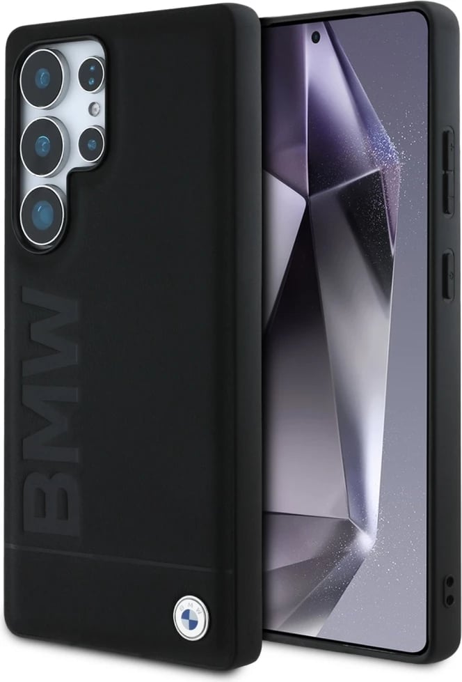 Mbështjellës BMW Leather Big Wordmark për Samsung Galaxy S25 Ultra, i zi